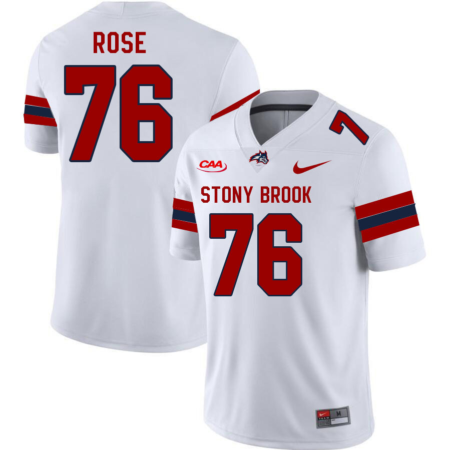 Stony Brook Seawolves #76 Ian Rose College Football Jerseys Stitched Sale-White